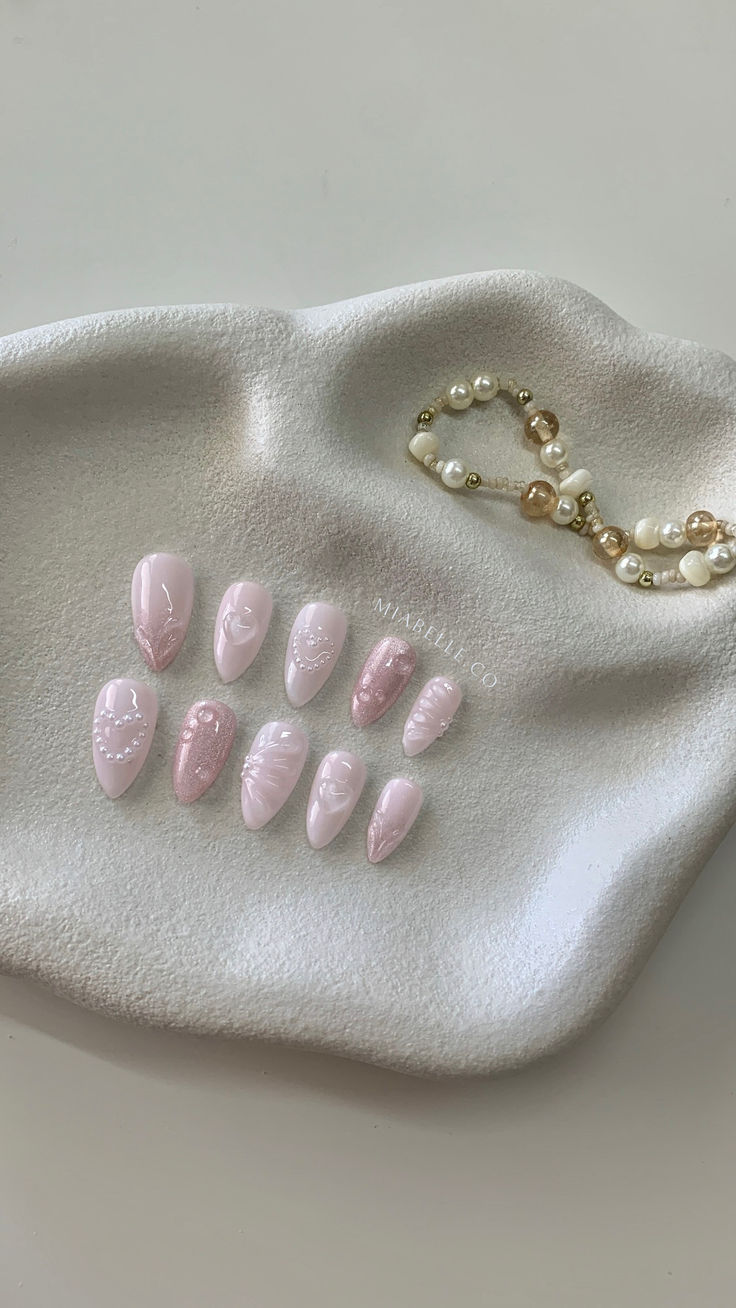 Heart Nails Clean Girl